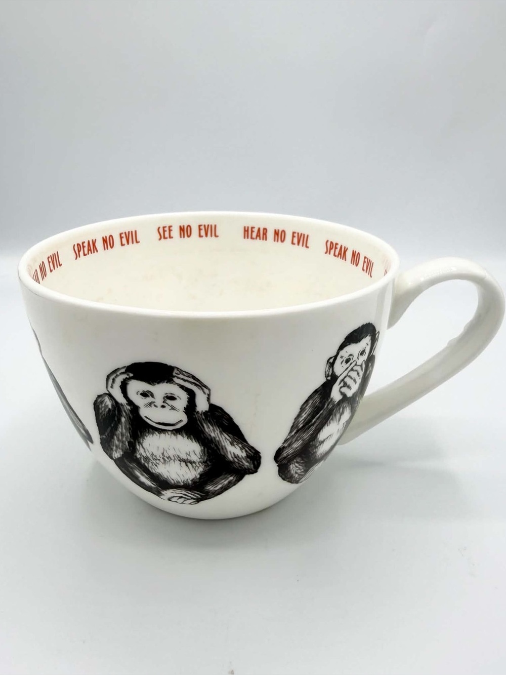 PORTOBELLO By DESIGN SPEAK SEE HEAR NO EVIL MONKEYS Jumbo Cup MUG  ENGLAND